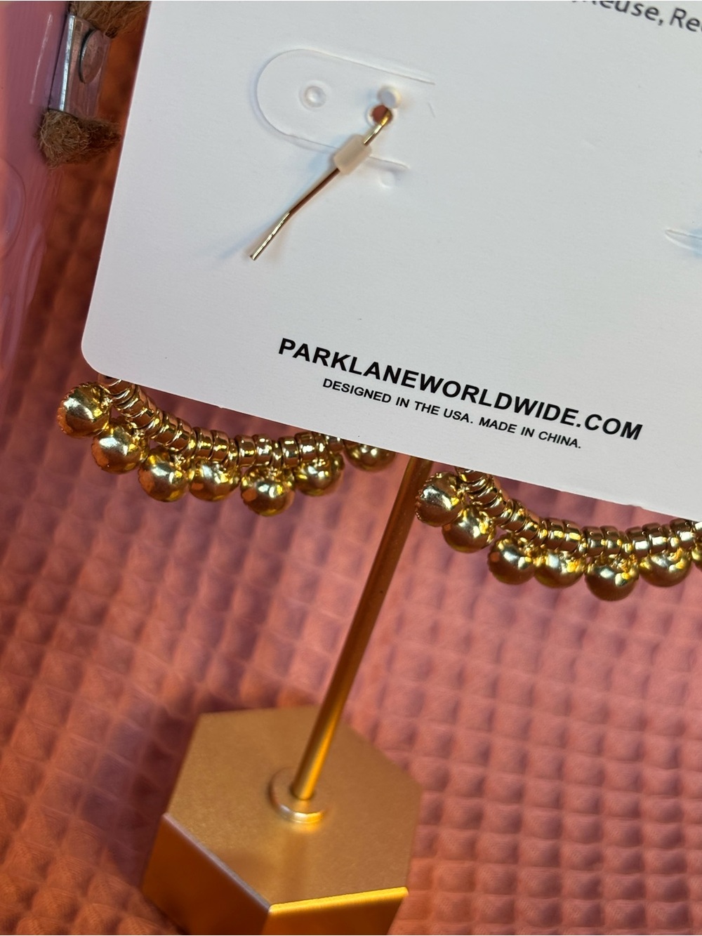 Park Lane Dazzling Gold Hoop Earrings with Clear Crystal Accents - Picture 4 of 6